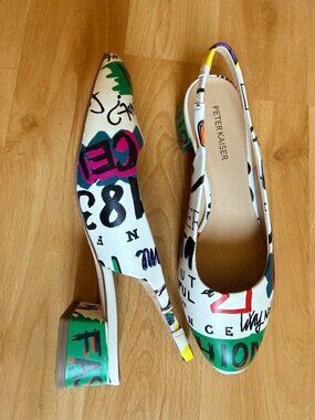 🤍 Peter Kaiser White Graffiti Leather Sandals – Brand New in Box – Size 37